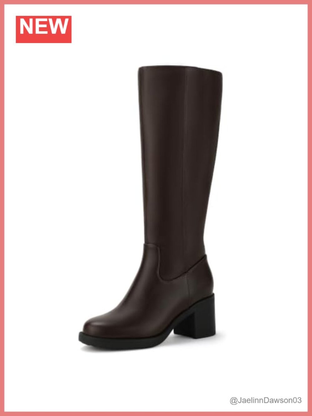 Women's Knee High Chunky Low Heel Boots Round Toe Block